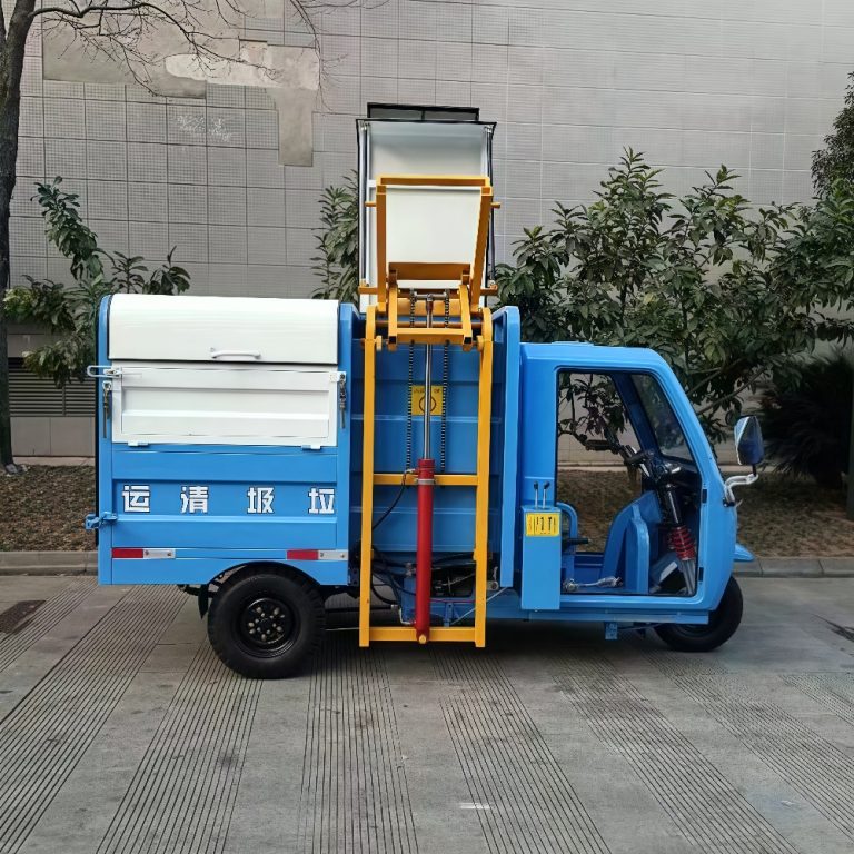 Auto-dumping Garbage Electric Tricycle for Transporting Electric Motorcycle with Roof